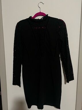 Black Lace Sleeve Women's Dress
